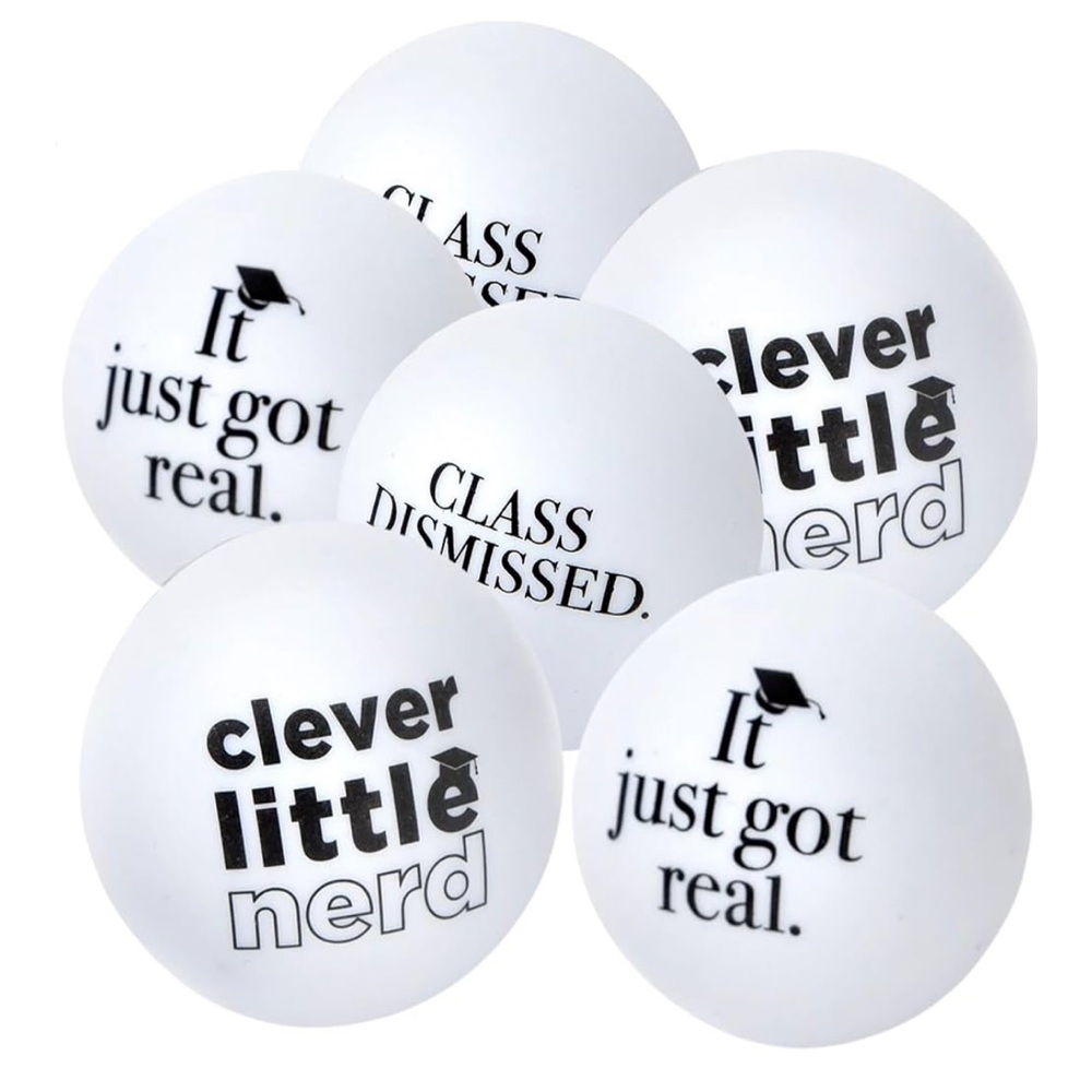 Amscan Bold Black & White Pong Balls - 1.5" (Pack of 6) College Grad Gift